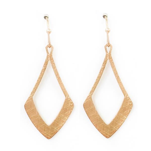 TEXTURED METAL GEOMETRIC DIAMOND EARRING