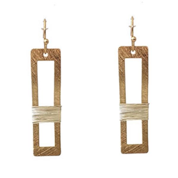 TWO TONE RECTANGLE DANGLE EARRING