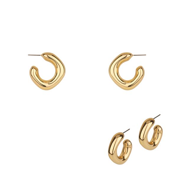 METAL PUFFY C HOOP EARRING