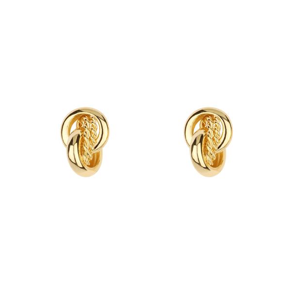 METAL INTERLOCKED HOOPS POST EARRING