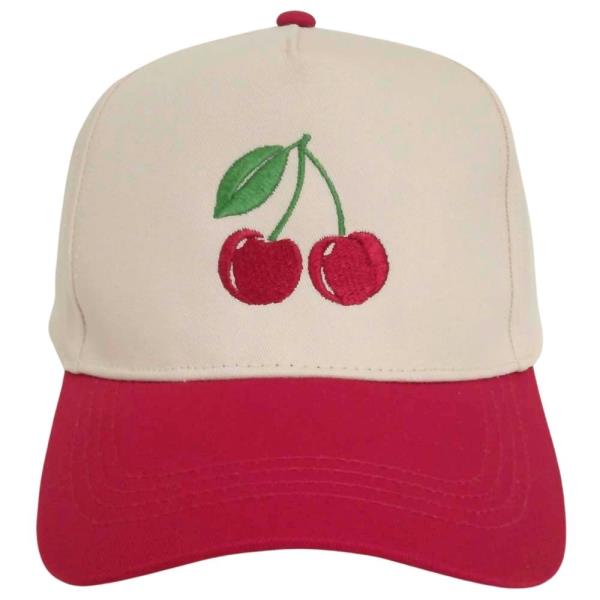 CHERRY EMBROIDERED TRUCKER HAT