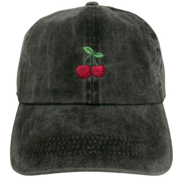 VINTAGE CHERRY EMBROIDERED BASEBALL CAP