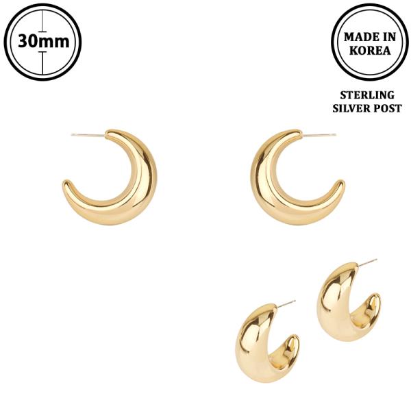 METAL PUFFY C HOOP EARRING