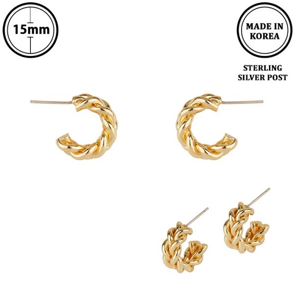 METAL TWIST C HOOP EARRING