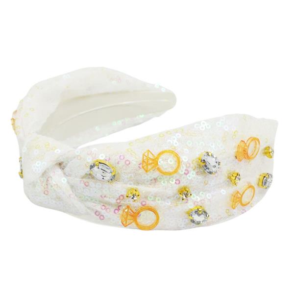 DIAMOND RING EMBELLISHMENTS SEQUIN HEADBAND