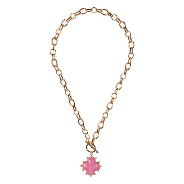 CLOVER SHAPED COLOR-ENAMEL SHORT NECKLACE