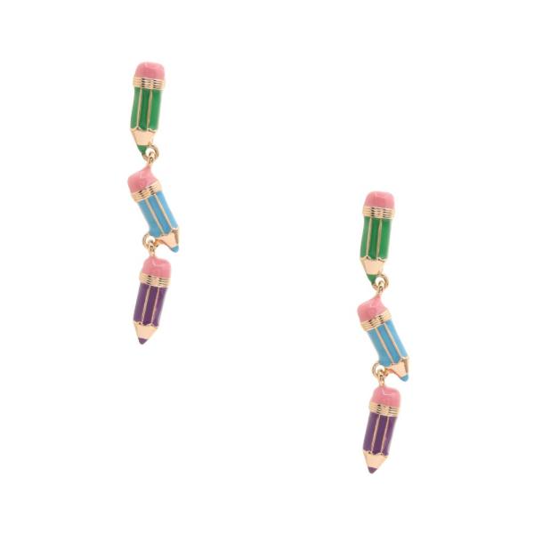 PENCIL SHAPED ENAMEL POST EARRING