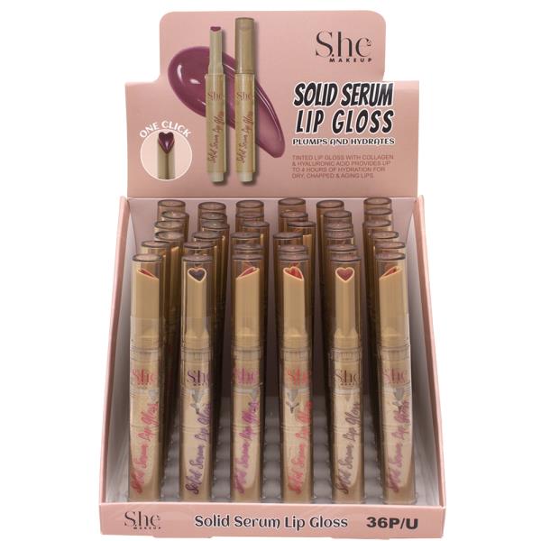 SHE MAKEUP SOLID SERUM LIP GLOSS (36 UNITS)