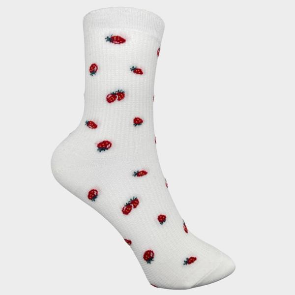 STRAWBERRY PATTERN CREW SOCKS