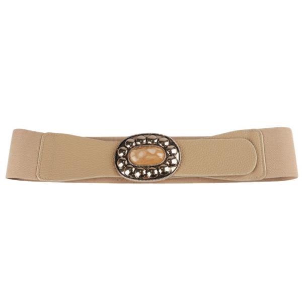 OVAL STONE BUCKLE ELASTIC BELT