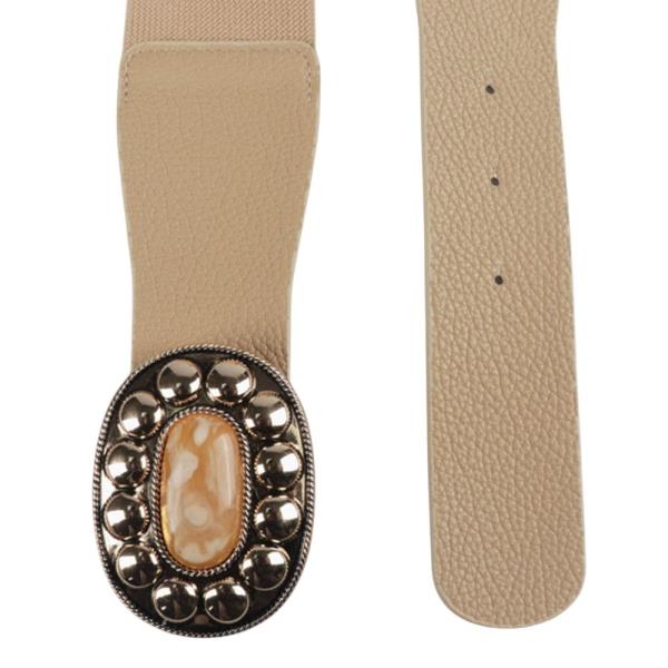 OVAL STONE BUCKLE ELASTIC BELT