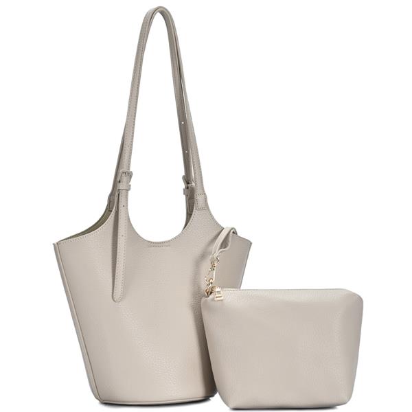 2IN1 SMOOTH SHOULDER BAG W ZIPPER POUCH SET