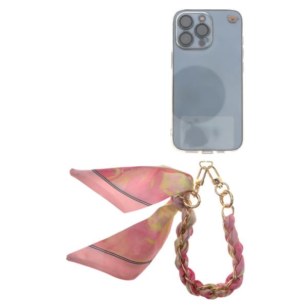 SILKY SCARF METAL BAG CHARM & PHONE STRAP WITH PHONE TETHER TAB