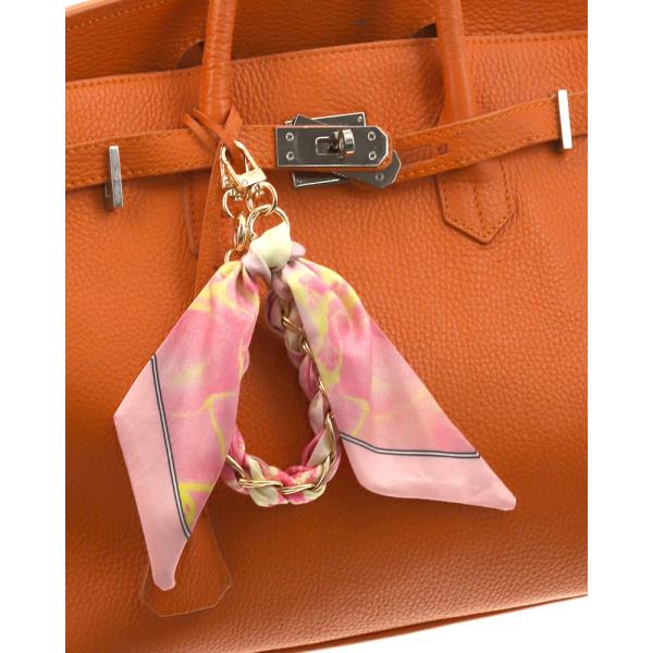 SILKY SCARF METAL BAG CHARM & PHONE STRAP WITH PHONE TETHER TAB