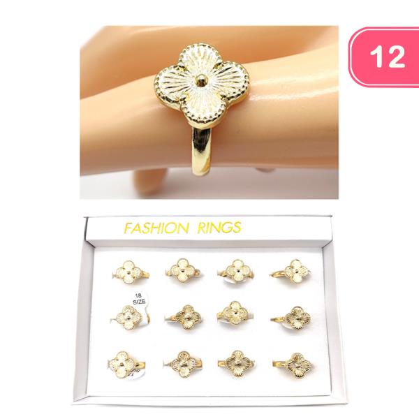 GOLD METAL CLOVER RING (12 UNITS)