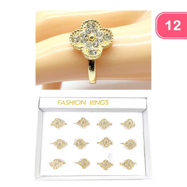 RHINESTONE CLOVER RING (12 UNITS)