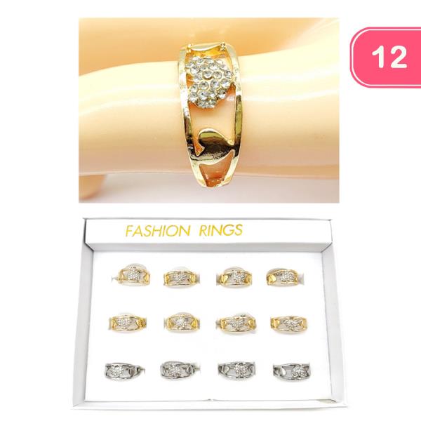 RHINESTONE HEART RINGS (12 UNITS)