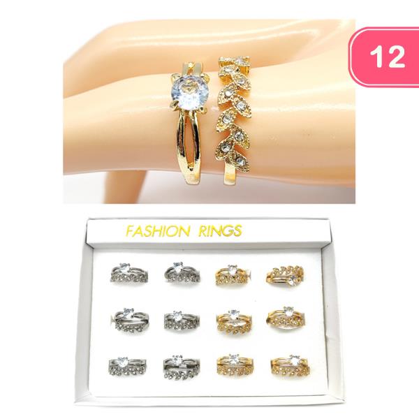 WOMEN`S RHINESTONE 2-PIECE RING SET (12 UNITS)