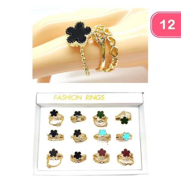 CLOVER 3-PIECE RING SET (12 UNITS)
