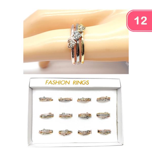 HEART 3-PIECE RING SET (12 UNITS)