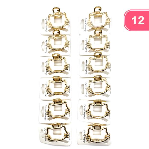 CUTE CAT METAL HAIR CLAW JAW CLIP (12 UNITS)