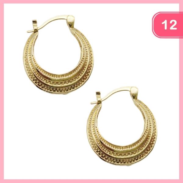 GOLD FILIGREE HOOP EARRINGS (12 UNITS)