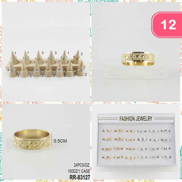 TEXTURED METAL ENGRAVED BAND RING SET (12 UNITS)