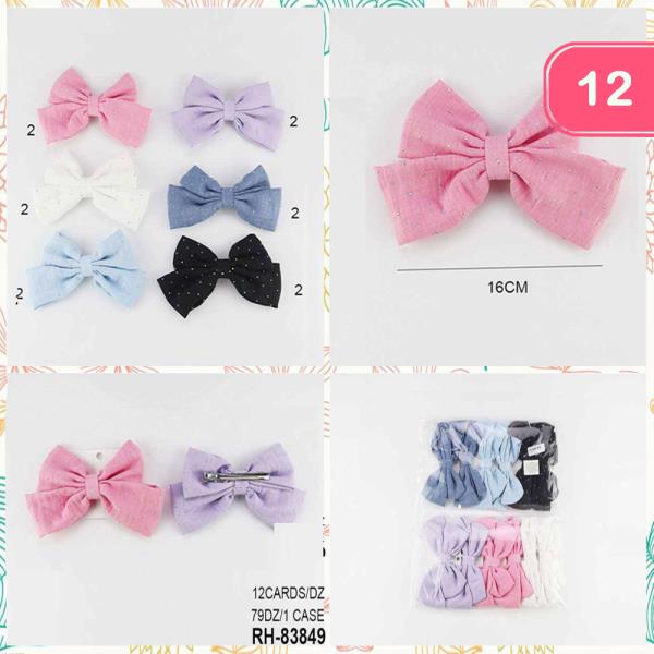 RIBBON HAIR BOW PIN (12 UNITS)