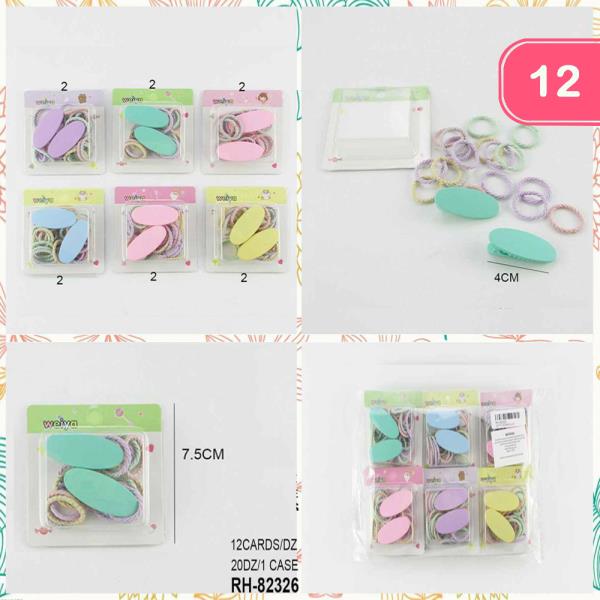 PASTEL ROPE HAIR TIE SET SOLID COLOR HAIR CLIPS SET (12 UNITS)