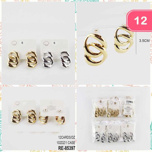 TEXTURED METAL LINK HOOP EARRINGS (12 UNITS)