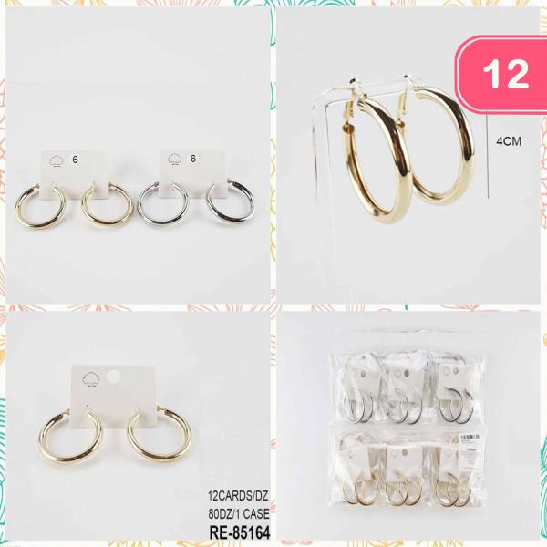 METAL HOOP EARRINGS (12 UNITS)