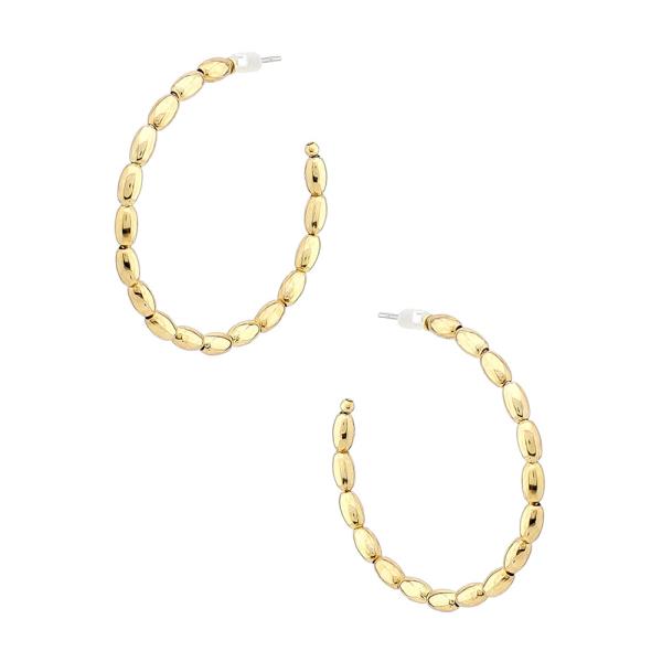 OVAL BEAD OPEN HOOP EARRING