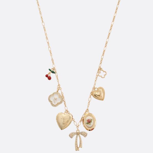 BOW MULTI CHARM LOCKET STATION NECKLACE