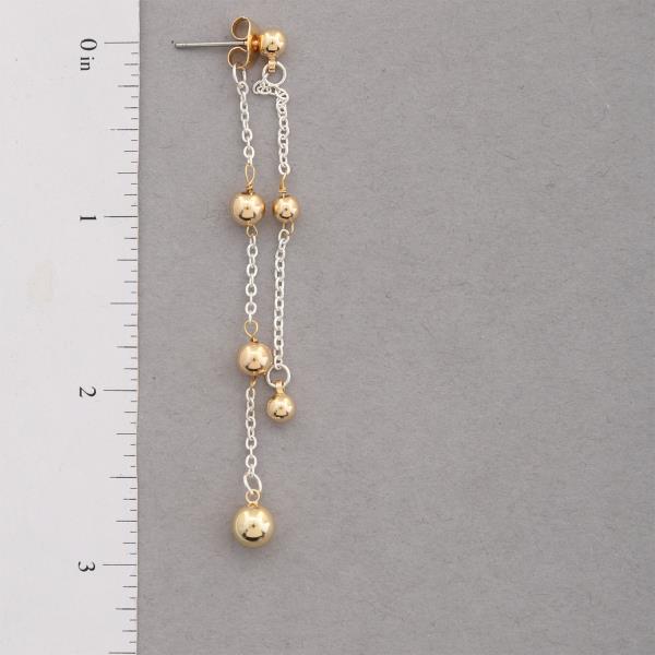 TWO TONE BALL BEAD CHAIN DANGLE EARRING