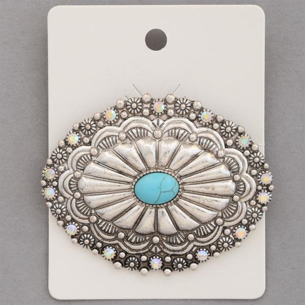 WESTERN STYLE OVAL CONCHO BROOCH