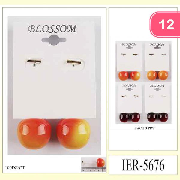 BACK SIDE CHERRY STUD EARRINGS (12 UNITS)