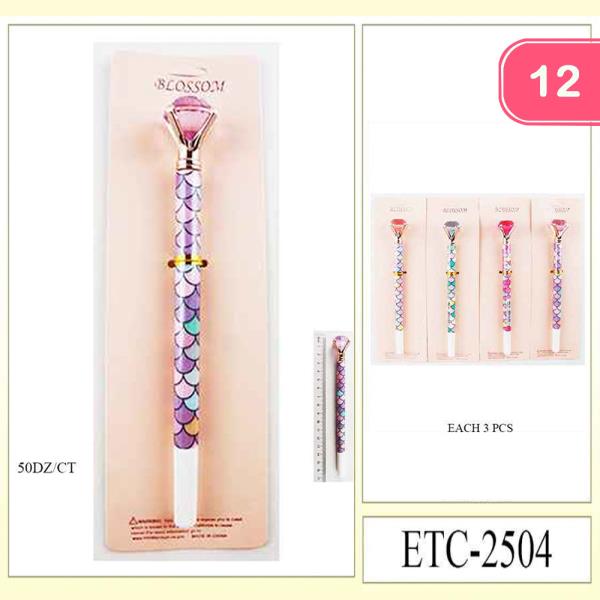 MERMAID SCALE DIAMOND TOP BALLPOINT PEN (12 UNITS)