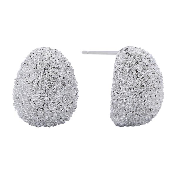 14K GOLD/WHITE GOLD DIPPED TEXTURED OVAL STUD EARRINGS