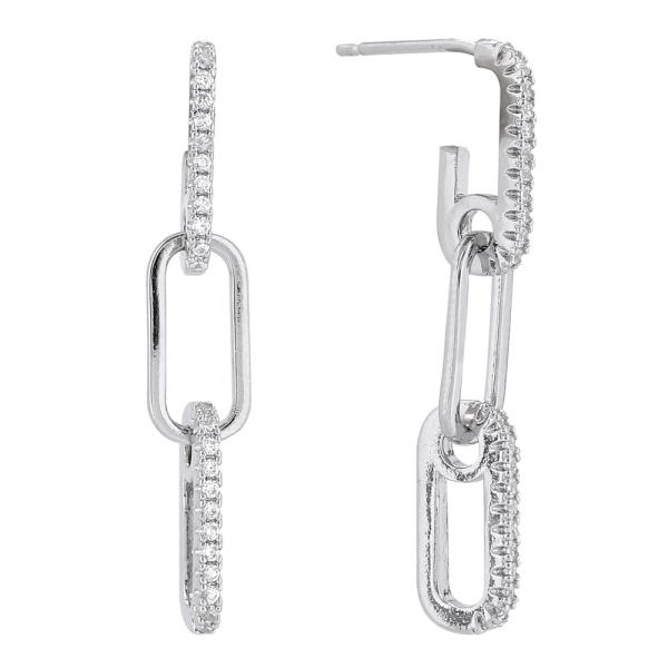 14K GOLD/WHITE GOLD DIPPED ELEGANT LINK DROP EARRINGS