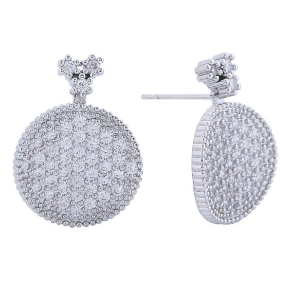 14K GOLD/WHITE GOLD DIPPED GLIMMERING DISC DROP EARRINGS