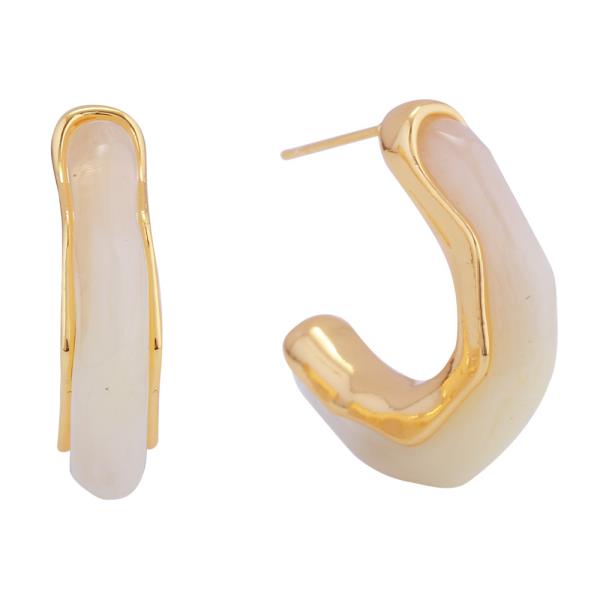 14K GOLD/WHITE GOLD DIPPED THIN RESIN POST EARRINGS