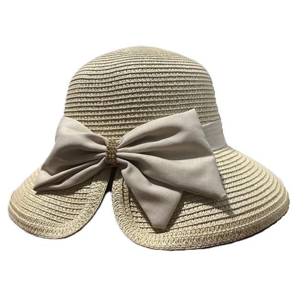 WOVEN CLOCHE SPLIT BRIM BOWKNOT HAT