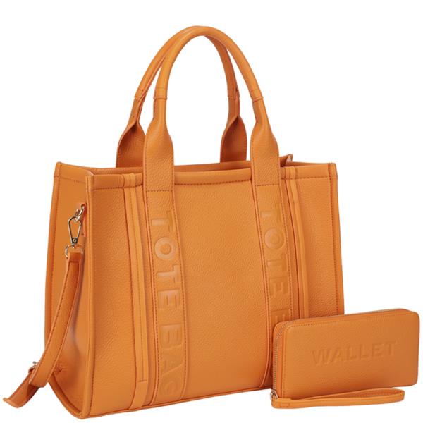 2IN1 HANDLE TOTE BAG SATCHEL W WALLET SET