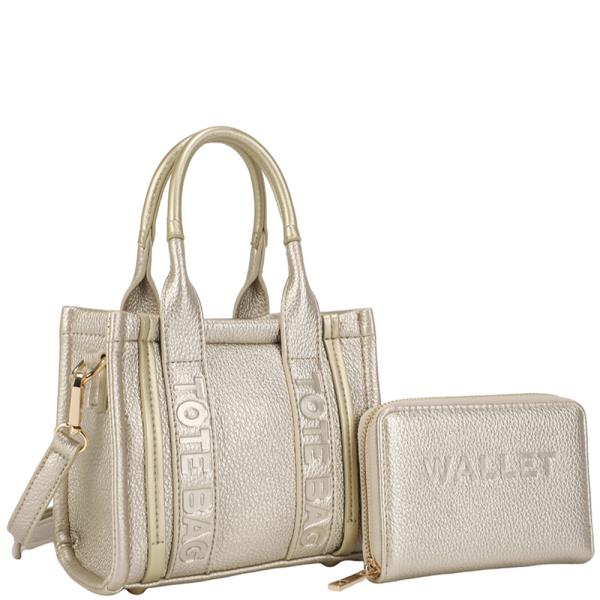 2IN1 HANDLE TOTE BAG MINI SATCHEL W WALLET SET