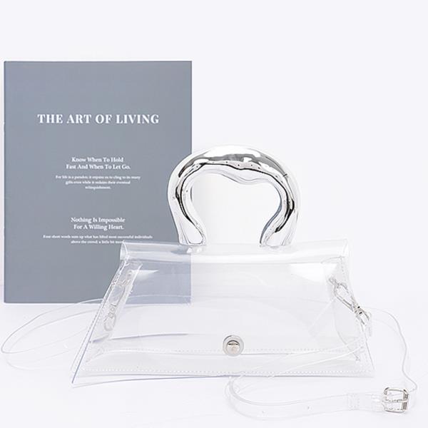 CLEAR METAL HANDLE FLAP BAG