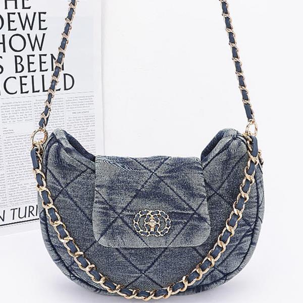 QUILTED WASHED DENIM CROSSBODY BAG