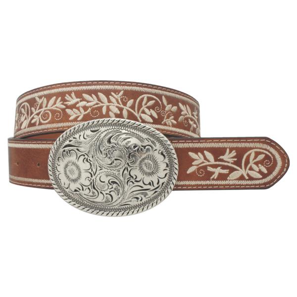 PLUS SIZE EMBROIDERED STRAP OVAL BUCKLE BELT