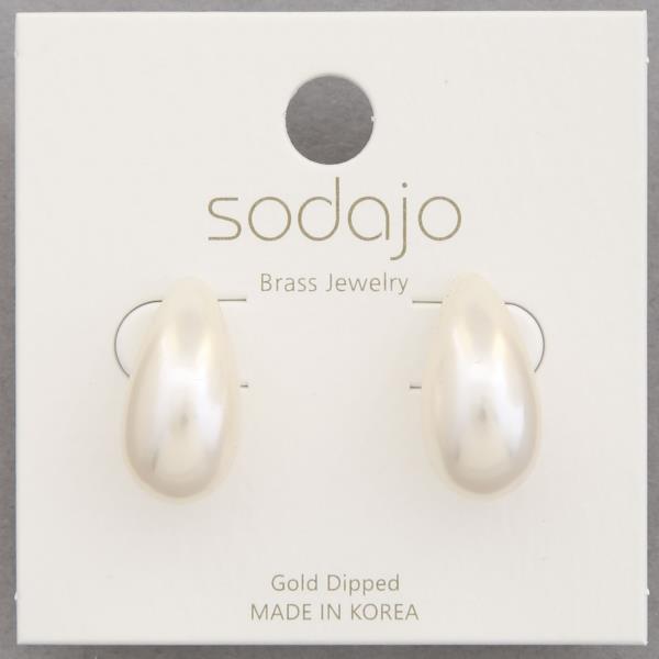 SODAJO PEARL TEARDROP DOME EARRING