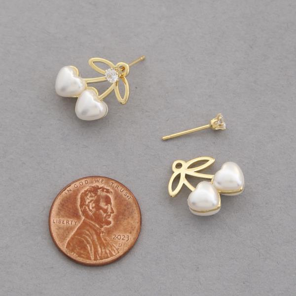 SODAJO HEART SHAPE PEARL BEAD GOLD DIPPED EARRING