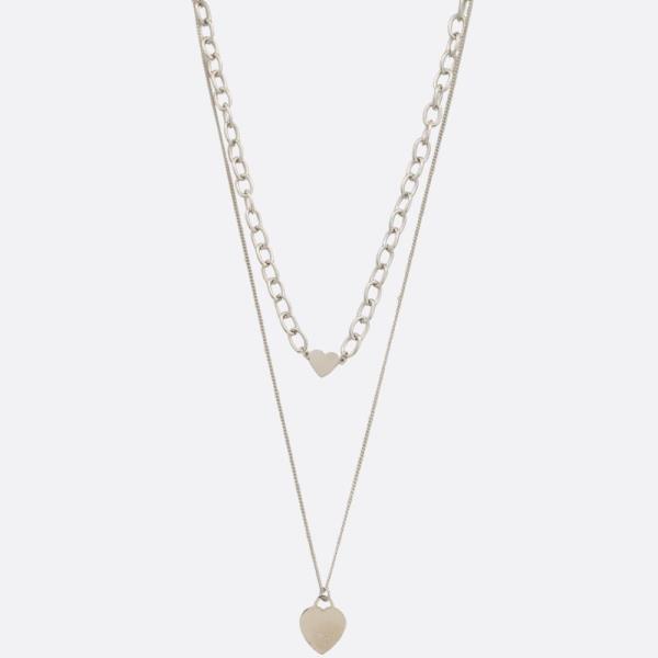 SODAJO HEART CHARM OVAL LINK LAYERED GOLD DIPPED NECKLACE